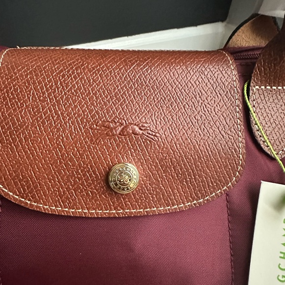 NEW Longchamp small tote bag burgundy nylon - Picture 2 of 14